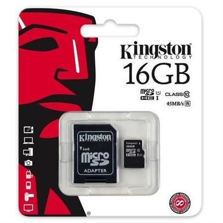MicroSD HC 16GB Kingston class 10 adapterrel