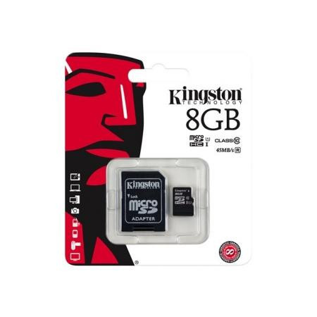 MicroSD HC 8GB Kingston class 10 adapterrel