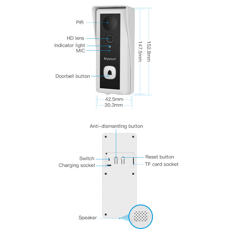 Házi vezeték nélküli videó csengő VStarcam DB6 WiFi